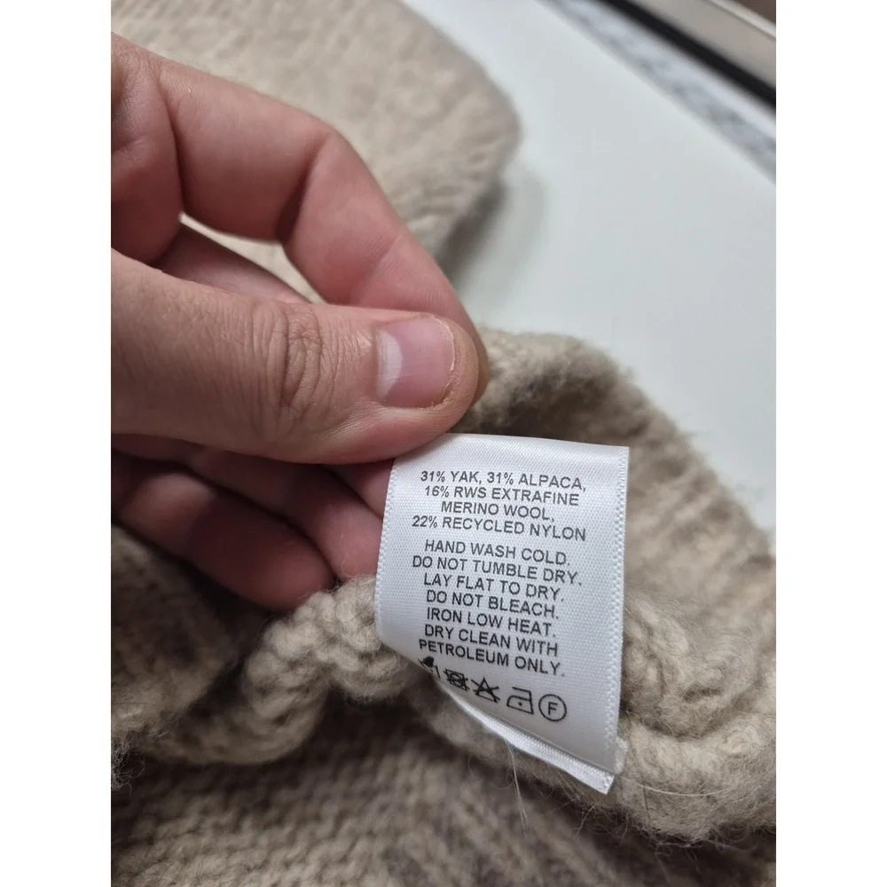 Siegelman Stable Knit Cardigan Beige Yak Alpaca Wool V Neck Women's S/Medium
